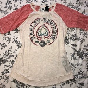 H-D® Womens Stars and Spade Burn-out Raglan Tee ♥️